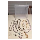 MPS233 Plastic Storage Bin Of Deconstructed Jewelry For Crafting Or Repair 