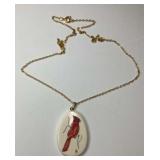 HPT013 Hand Painted Bird Necklace 