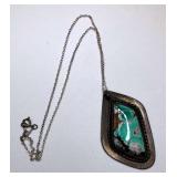 HPT017 Sterling Silver Green Stone Pendant 