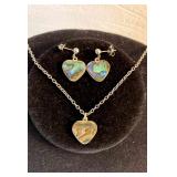 HPT032 Abalone Set Earrings & Necklace 