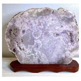 HPT038 Rare Flower Of Amethyst Slab Of Crystal w/Wood Stand
