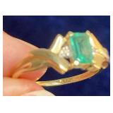 HPT065 10k Gold Emerald Ring