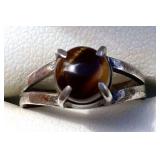 HPT078 Tiger’s Eye Sterling Silver Ring SZ 5