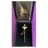 HPT103 18k Gold, Pearls And Diamond Pin