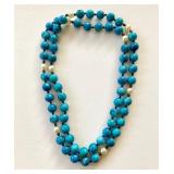 HPT107 Blue Quartz & Pearls Necklace 