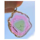 HPT109 Watermelon Tourmaline 18k Gold Pendant