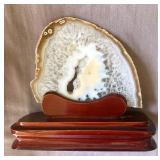 HPT115 Agate Slice Crystal On Wood Stand