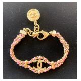 HPT123 CHANEL Pink Goldtone Bracelet