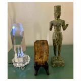 HPT135 Egyptian Metal Sculpture & Art Piece, Crystal W/ Light