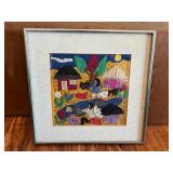 AAT003- Vintage Framed Textile Art 