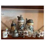 AAT077- Assorted German Beer Stein Mugs & Glassware