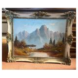 AAT096- Vintage Mountain Scene Painting 