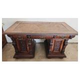 AAT120 - Vintage Carved Wooden Desk
