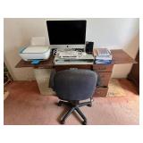 AAT210- Office Lot Apple IMAC, IPad, Printer On Vintage Desk
