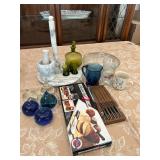 AAT278- Various Vintage Glass, Marble Ware & Knives