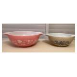 MMF065 Pink Gooseberry & Homestead Pyrex Cinderella Mixing Bowls