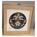 MMF068 Framed Chinese Paper Cutting Dragon Art Picture 