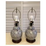MMF080 Pair Of Japanese Makita Porcelain Ginger Jar Table Lamps 