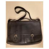 MMF085 Vintage Genuine Coach Black Leather Messenger Bag