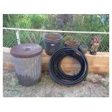 MMF134 Metal Trash Can, Garden Edging, Planter Pots & Garden Owl