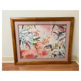 AAA020 Koa Framed Picture Of Bird Of Paradise Flowers