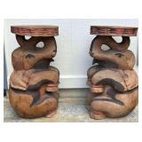 CIP105 - CARVED WOOD Elephant Art Tables