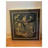 AAA025- Framed Asian Artwork On Fabric