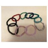 CCS012 Ten Polished Stone Bead Bracelets New