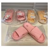 CCS021 Five Pairs Of Pink & Yellow Slides Shoes Women’s Size 7-8? New
