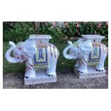 CCS055 Pair Of Large Ceramic Elephant Plant Stands
