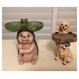 CCS057 Resin Hedgehog & Puppies Mini Bird Feeders New