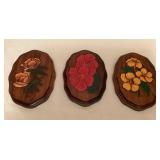 CCS083 Three Vintage Painted Hawaiian Flower Wall Hangings