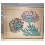 CCS097 Large Framed Screen Print Art Of Ohia Lehua Flowers