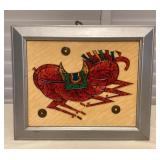 CCS113 Framed Original Asian Mixed Media Picture Of A Horse