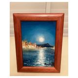 CCS127 Koa Framed Original Scenic Painting Of Diamond Head