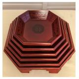 CCS163 Set Of Six Asian Lacquered Wooden Nesting Bowls