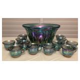 CCS184 Indiana Glass Carnival Glass Princess Punch Set