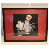 CCS195 Framed Japanese Mouse Felt Art