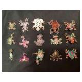 CCS198 Fifteen Costume Jewelry Frog Brooches