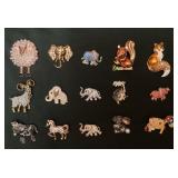 CCS206 Fifteen Animal Costume Jewelry Brooches