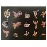 CCS207 Fifteen Bird Costume Jewelry Brooches