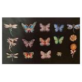 CCS208 Fifteen Butterfly, Dragonfly & Flower Brooches