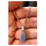 HFF017 Blue Lace SS Drop Necklace