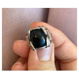 HFF028 Fantastic Black Onyx SS Ring Size 5.5