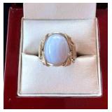 HFF032 Large Blue Lace Agate SS Ring Size 8.5