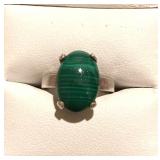 HFF037 Malachite SS Ring Size 5