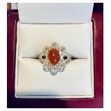 HFF038 Genuine Carnelian SS Ring Size 6