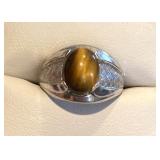 HFF040 Tiger’s Eye SS Ring Size 6.5