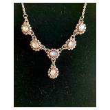 HFF043 MOONSTONE SS NECKLACE