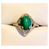 HFF044 Malachite SS Ring Size 7.25